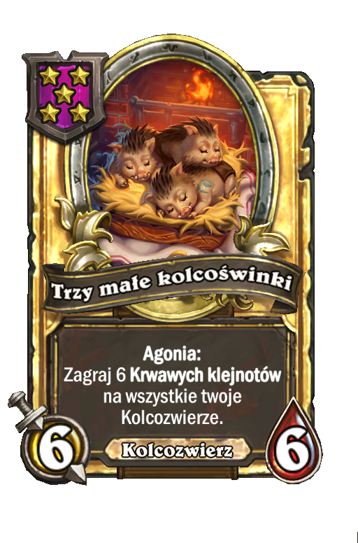 Trzy małe kolcoświnki (złota)